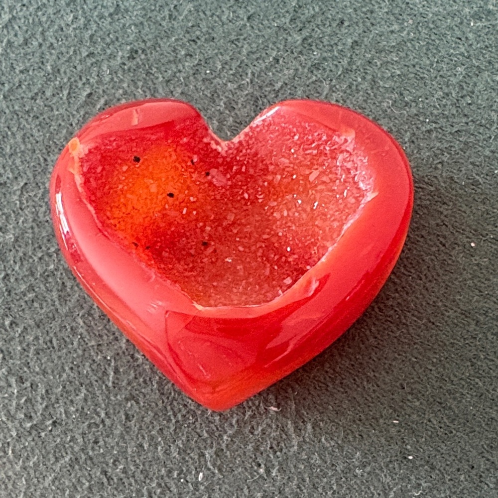 Small Carnelian Druzy Heart